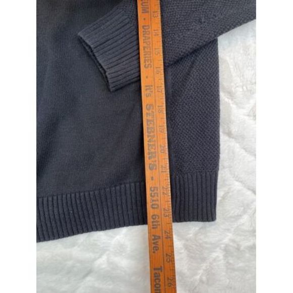 Carbon2Cobalt Men's (L) Black Quarter Button Mock Neck Pullover Knit Sweater - Picture 5 of 6